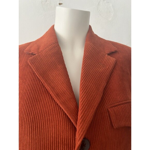 Studio Suits Burnt Orange 4 Button Corduroy Blazer Retro Tailored Fall Jacket - Picture 13 of 16